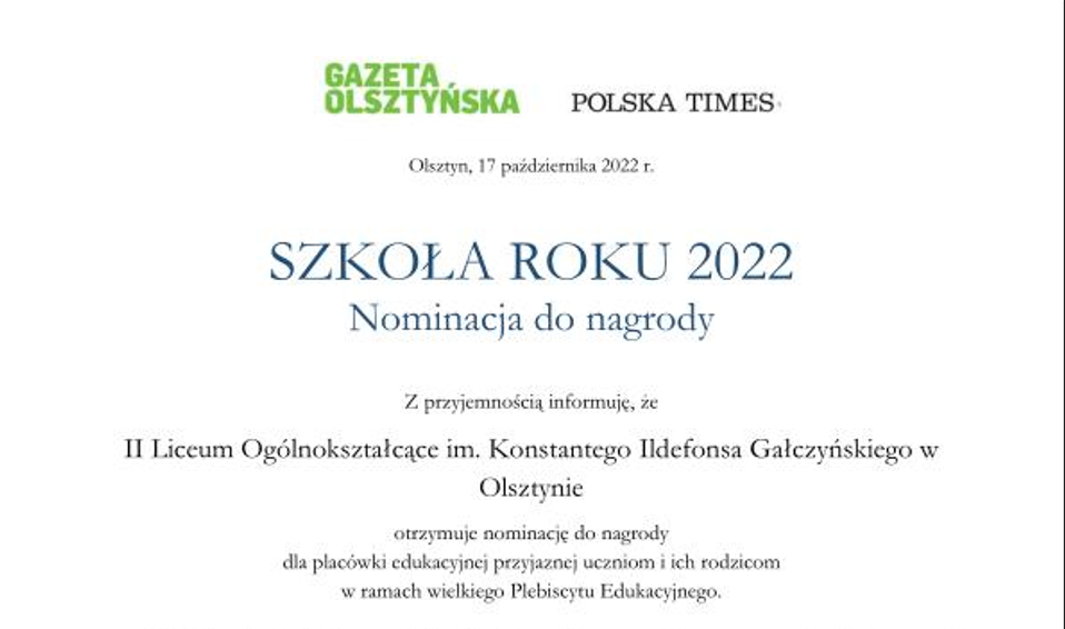 Plebiscyt szkoła roku 2022