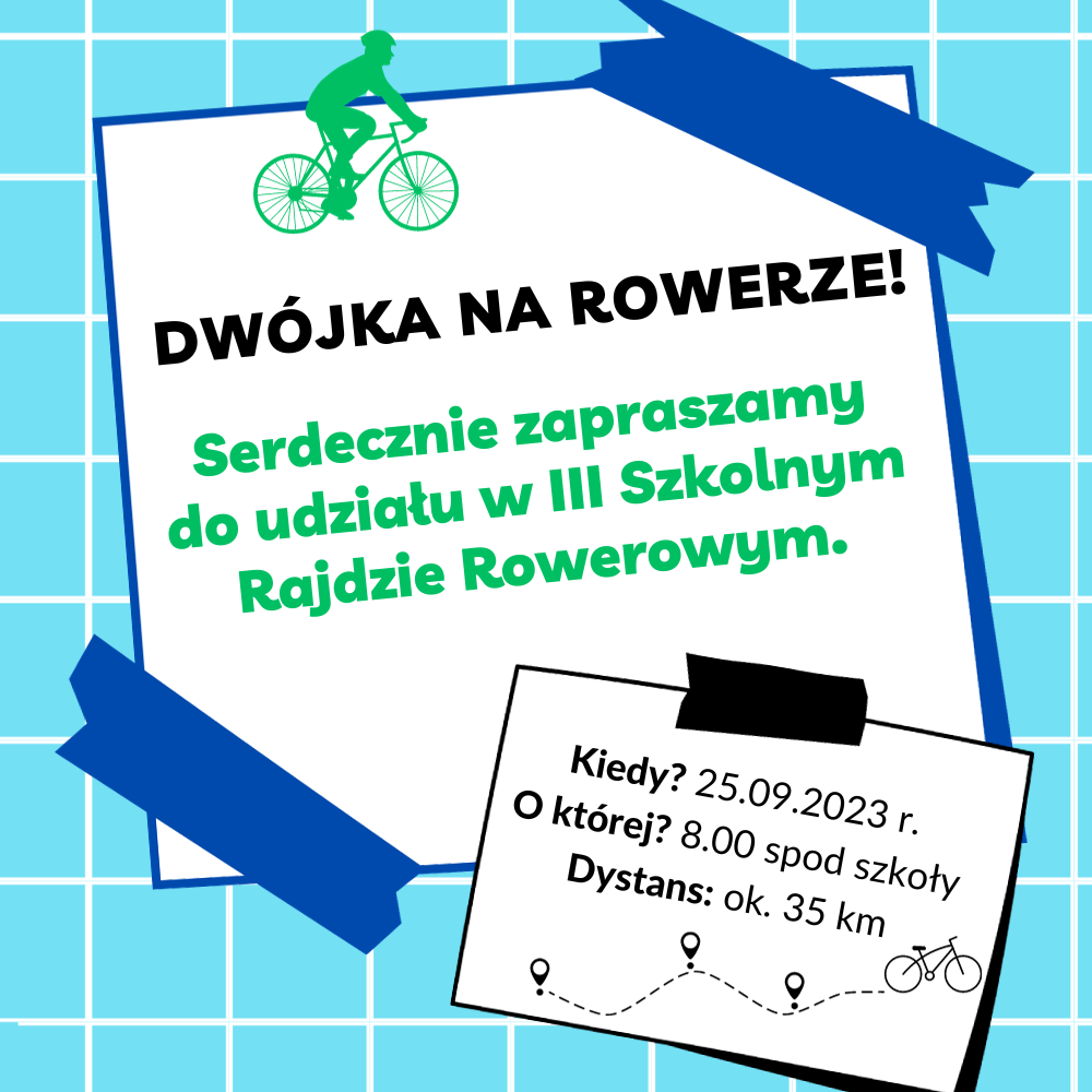 plakakat promujący akcję dwójka na rowerze